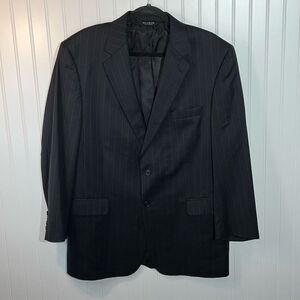 Jos A Bank 100% Wool Suit Jacket Men 42 Regular Black Pin Striped Sport Coat